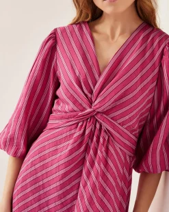 Monsoon Stella Stripe Twist-Front Maxi Dress