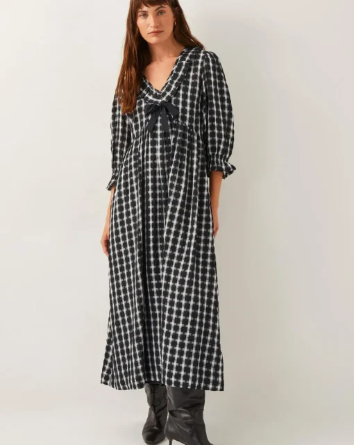 Monsoon Violet Check Bow Maxi Dress