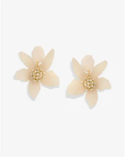 Mood Cream Resin Flower Statement Drop Earrings