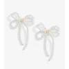 Mood Gold Pearl Bow Drop Earrings