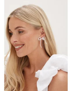 Mood Gold Pearl Bow Drop Earrings