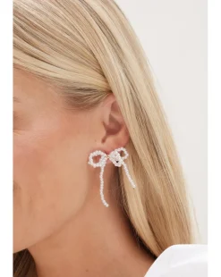 Mood Gold Pearl Bow Drop Earrings