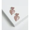 Mood Gold Pink Double Heart Drop Earrings