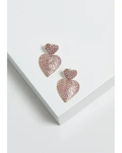 Mood Gold Pink Double Heart Drop Earrings