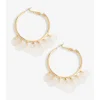 Mood Gold White Shell Charm Hoop Earrings