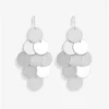Mood Silver Matte Disc Tier Chandelier Earrings