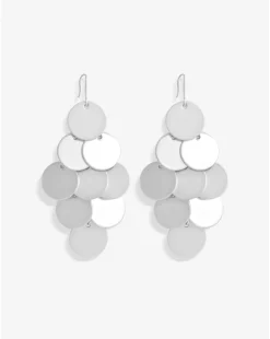 Mood Silver Matte Disc Tier Chandelier Earrings