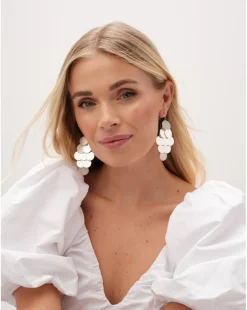 Mood Silver Matte Disc Tier Chandelier Earrings