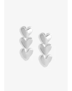 Mood Silver Polished Molten Heart Triple Drop Earrings