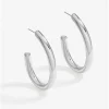 Mood Silver Polished Simple Large Hoop Earrings