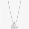 Mood Silver Puffed Heart Snake Adjustable Necklace