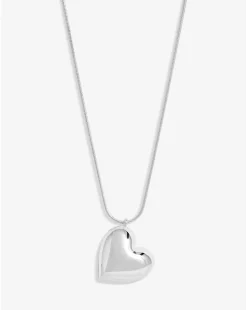 Mood Silver Puffed Heart Snake Adjustable Necklace