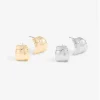 Mood Two Tone Hammered Curve Stud Earrings - Pack Of 2