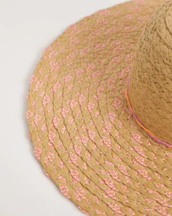 Multi-Weave Pink Wide Brim Hat