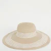 Natural Wide Brim Stripe Detail Hat