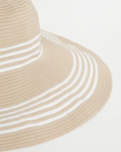 Natural Wide Brim Stripe Detail Hat