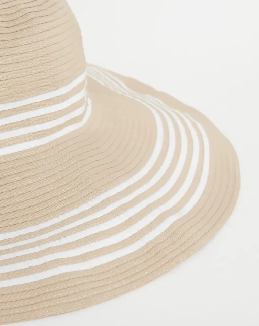 Natural Wide Brim Stripe Detail Hat