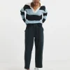 Navy Barrel Leg Cotton Mix Jogger