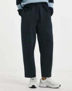 Navy Barrel Leg Cotton Mix Jogger