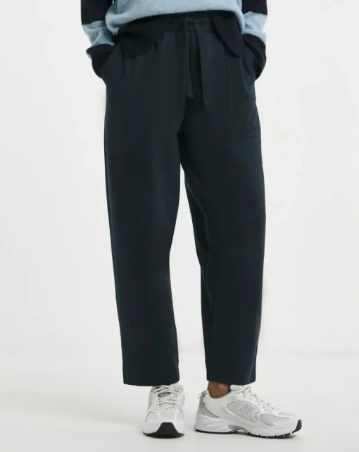 Navy Barrel Leg Cotton Mix Jogger