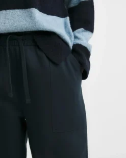 Navy Barrel Leg Cotton Mix Jogger