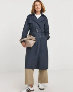 Navy Coated Trench Coat