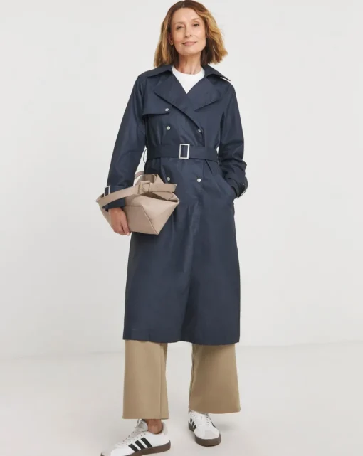 Navy Coated Trench Coat