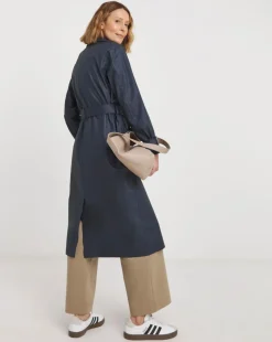 Navy Coated Trench Coat