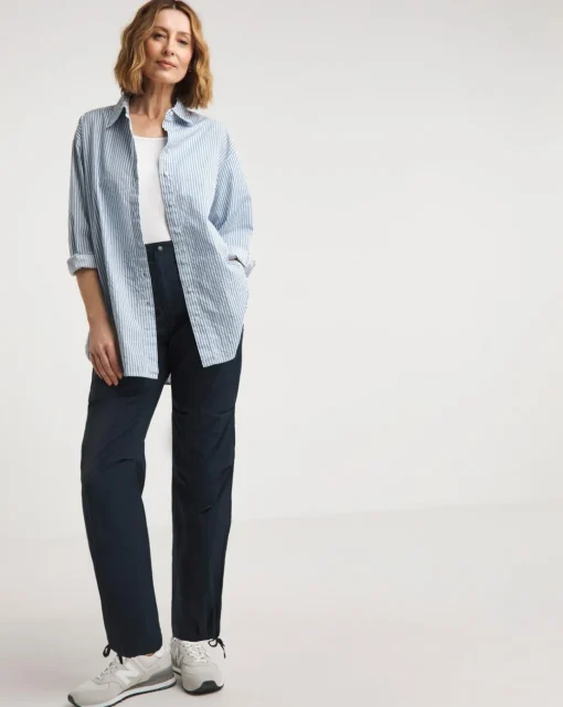 Navy Cotton Rich Parachute Utility Trousers