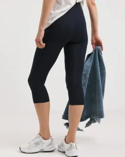 Navy Cropped Jersey Leggings