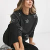 Navy Diamante Star Sweatshirt