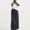 Navy Linen Mix Maxi Skirt