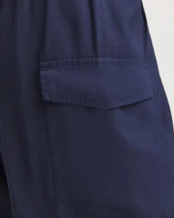 Navy Lyocell Rich Soft Utility Bermuda Shorts