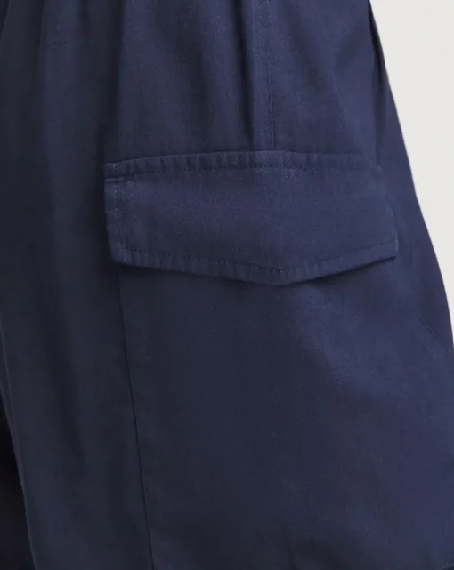 Navy Lyocell Rich Soft Utility Bermuda Shorts