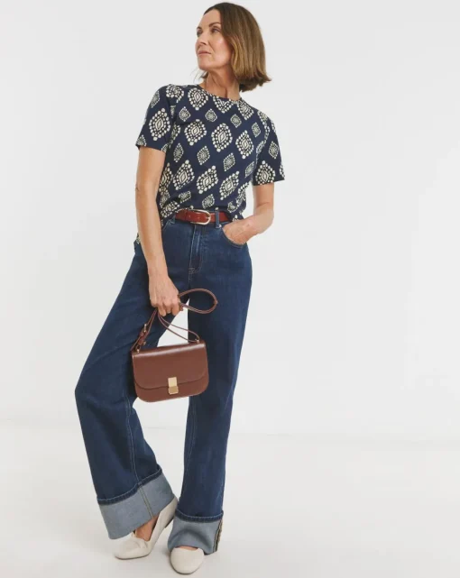 Navy Print Crew Neck T-Shirt