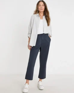 Navy Stretch Cropped Tapered Chino Trouser