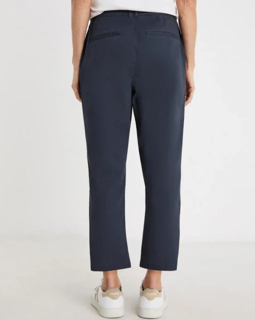 Navy Stretch Cropped Tapered Chino Trouser