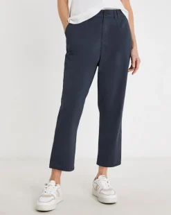 Navy Stretch Cropped Tapered Chino Trouser
