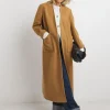 Neutral Collarless Longline Coat