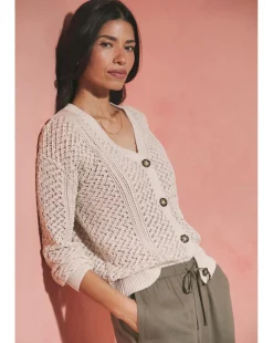 Neutral Crochet Button Down Cardigan