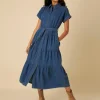 Nobody's Child Denim Ester Tiered Shirt Dress Plain