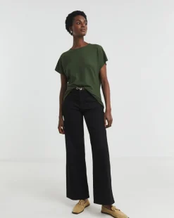 Olive Crew Neck Textured Top