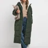Olive Water Resist Padded Maxi Coat