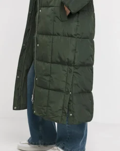 Olive Water Resist Padded Maxi Coat