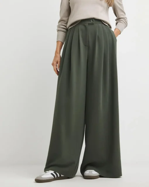 Olive Wide Leg Trousers