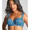 Panache Bette Balcony Wired Wide Strap Bikini Top Blue Posy Print