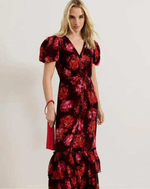 Phase Eight Amaris floral Puff Sleeve Maxi Dress