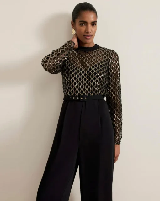 Phase Eight Amelia Sequin Bodice Jumpsuit