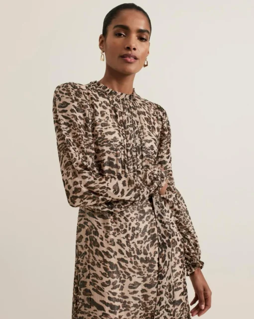 Phase Eight Eve Leopard Fil Coupe Print Midi Dress