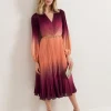 Phase Eight Mira Ombre Button Detail Pleat Dress